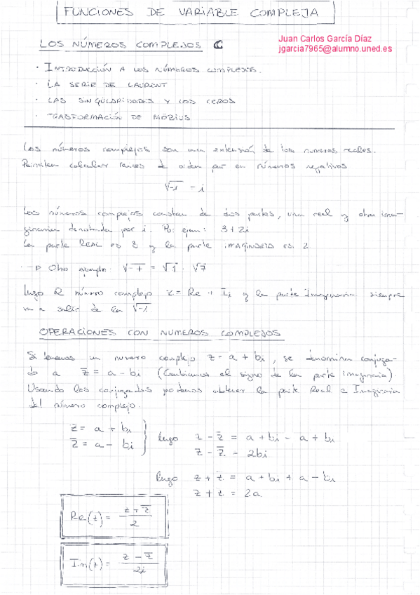Miniatura del documento TEMA 6 & 7 - Los números complejos. Derivación e integración (Funciones de variable compleja).pdf
