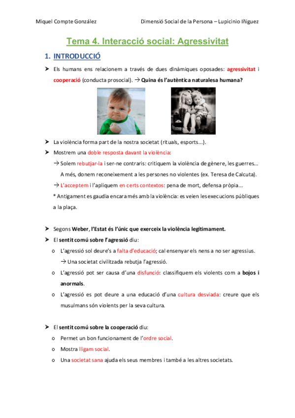 Miniatura del documento TEMA 4. Interacció social; Agressivitat.pdf