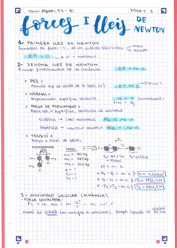 Miniatura del documento FÍSICA t.3 - fórmules forces i lleis de newton | 1r Batx.pdf