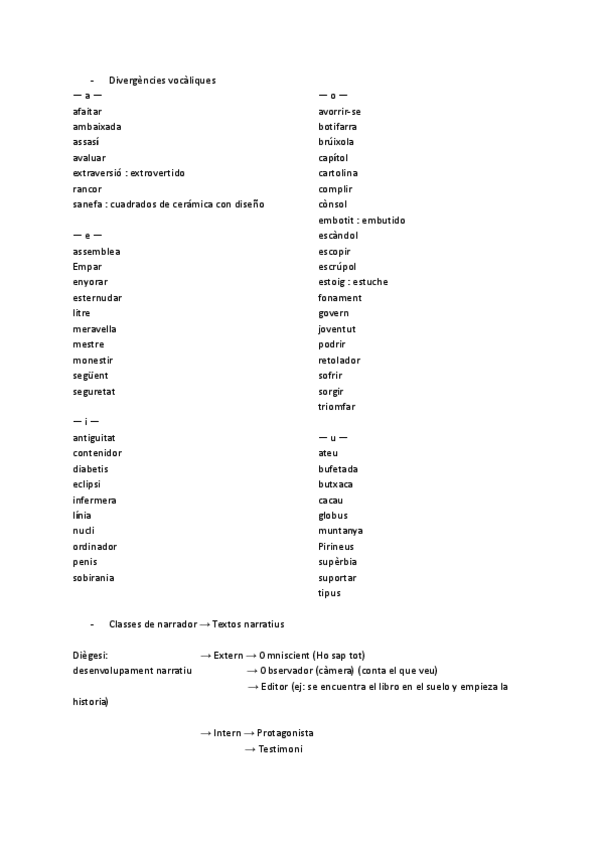 Miniatura del documento Apuntes Divergències vocàliques i tipus de narrador Valenciano/Valencià.pdf