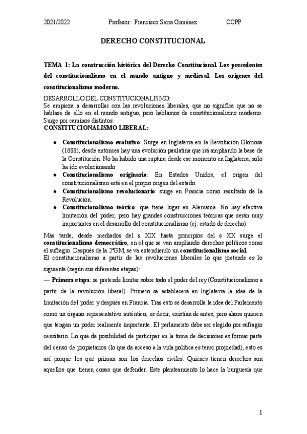 Miniatura del documento DERECHO CONSTITUCIONAL (MH) Profesor: Francisco Serra Gimenez MH.pdf
