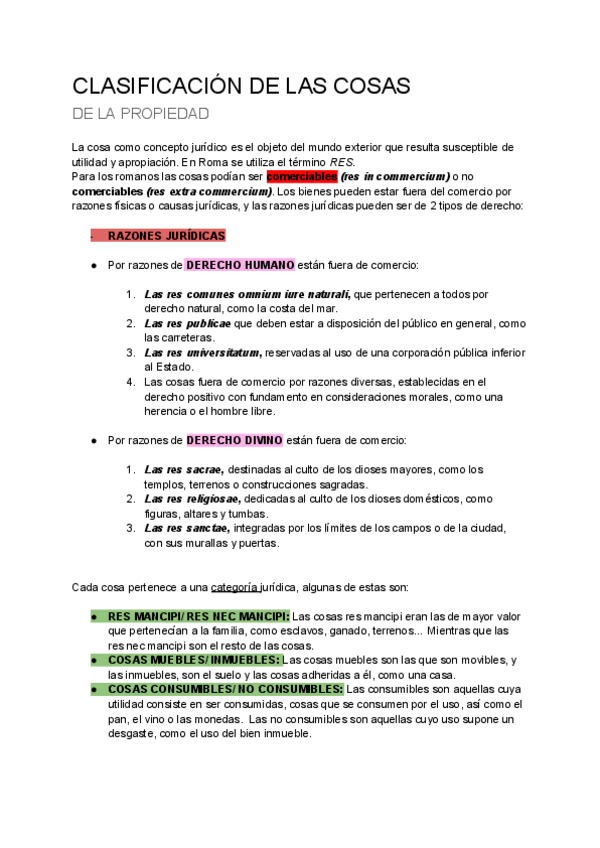 Miniatura del documento Derecho romano. La clasificación de las cosas.pdf