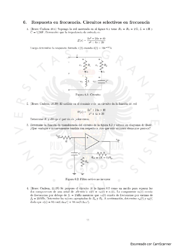 Miniatura del documento Relación 6 - Circuitos selectivos (explicados).pdf