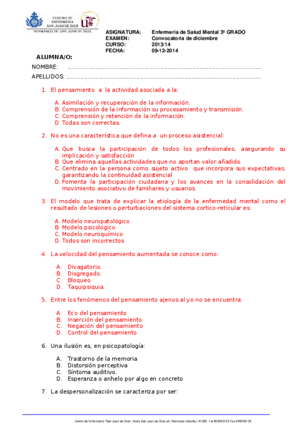 Miniatura del documento Examen Enfermería de SM 3 grado diciembre   2014 H.doc