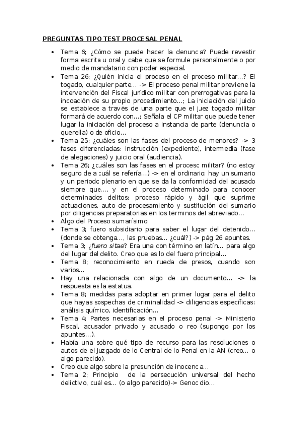 Miniatura del documento PREGUNTAS TIPO TEST PROCESAL PENAL (h1).docx