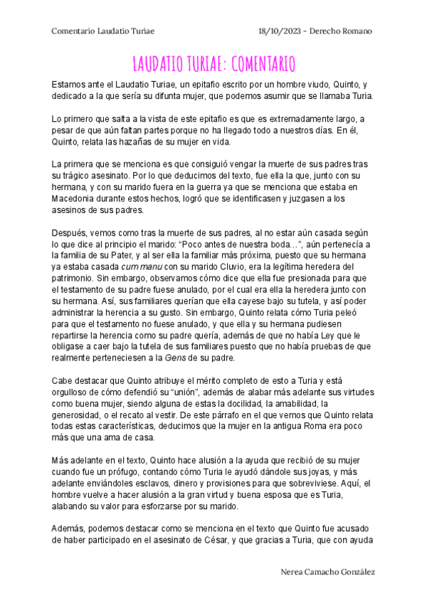 Miniatura del documento ReflexionComentario-Laudatio-Turiae.-Uc3m.-Nerea-Camacho-Gonzalez.pdf