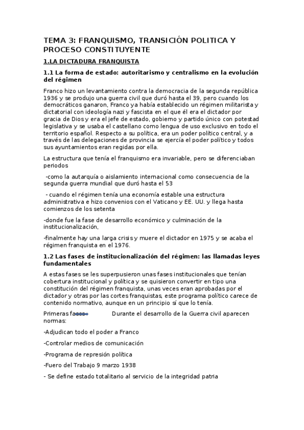 Miniatura del documento T3 FRANQUISMO- TRANSICIÓN POLITICA Y PROCESO CONSTITUCIONAL.docx