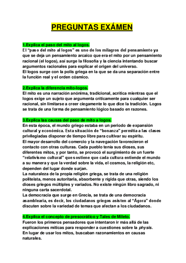 Miniatura del documento Preguntas Exámen: Paso del mito al logos.pdf