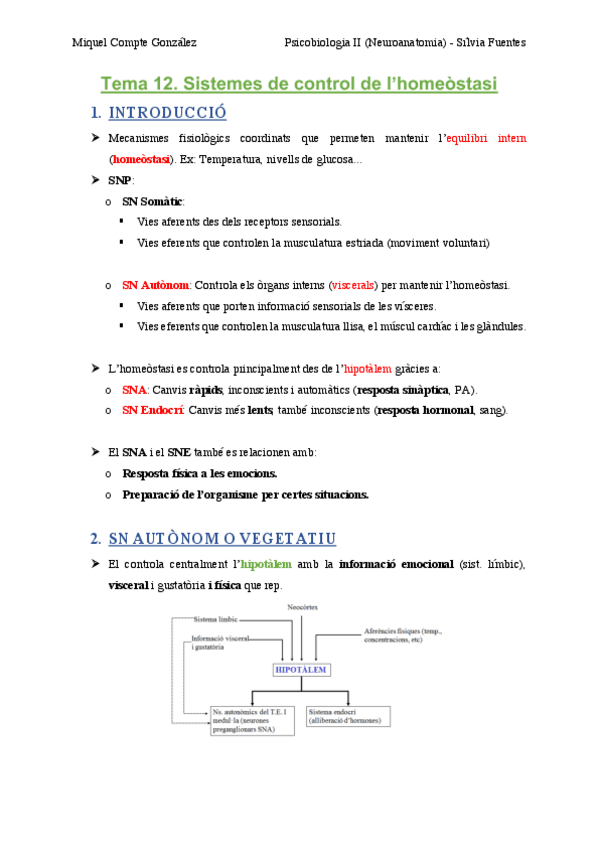 Miniatura del documento TEMA 12. Sistemes de control de l'homeòstasi.pdf