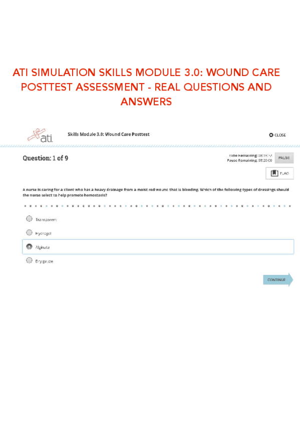Miniatura del documento ATI-SIMULATION-SKILLS-MODULE-3.0-WOUND-CARE-POSTTEST-ASSESSMENT-REAL-QUESTIONS-AND-ANSWERS.pdf