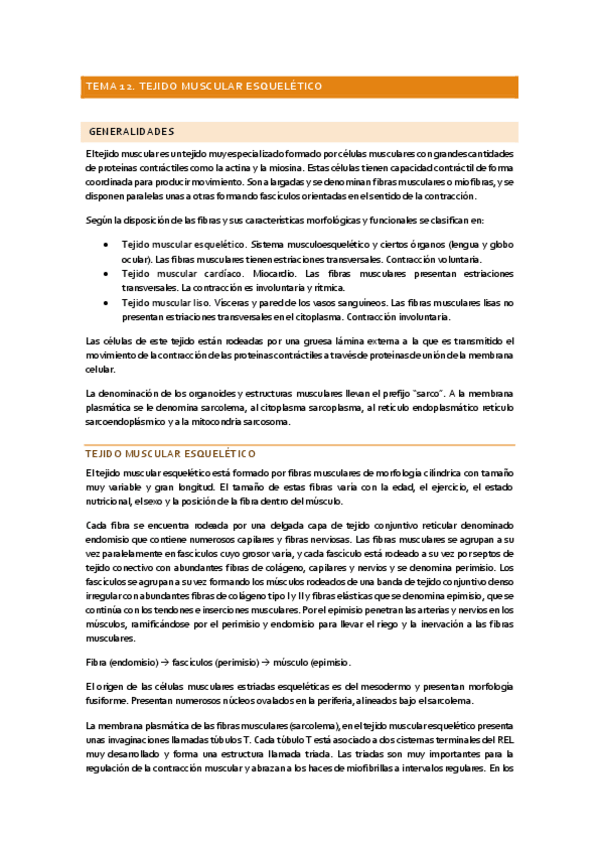 Miniatura del documento Tema 12 histología. Tejido muscular esquelético.pdf