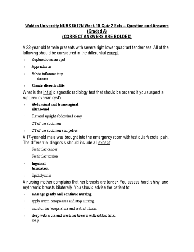 Miniatura del documento Walden-University-NURS-6512N-Week-10-Quiz-2-Sets-Question-and-Answers-Graded-A.pdf