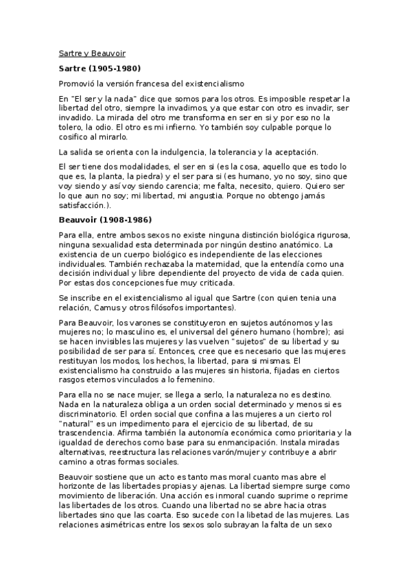 Miniatura del documento Existencialismo-Sartre-Beauvoir-Arendt-Heidegger.docx