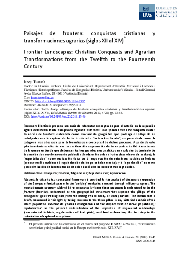 Miniatura del documento Torro-2019-Paisajes-de-frontera-Conquistas-cristianas-y-transformaciones-agrarias-siglos-XII-al-XIV-annotated.pdf