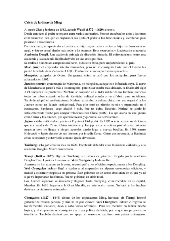 Miniatura del documento Tema 6. La crisis de la dinastía Ming. La conquista Manchú de China.pdf