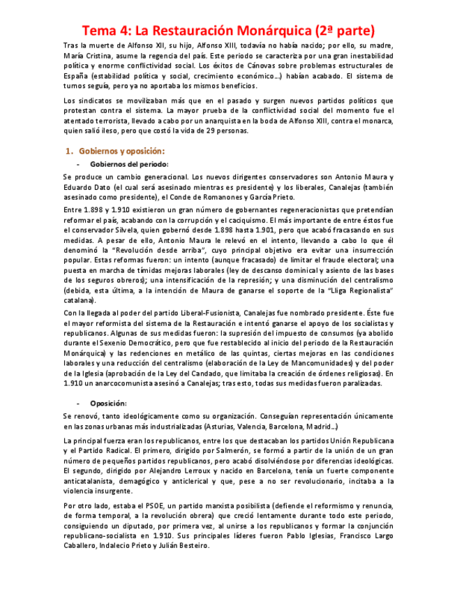 Miniatura del documento Tema 4 - La Restauración Monárquica (2ª parte).pdf