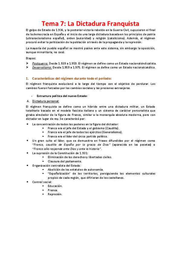 Miniatura del documento Tema 7 - La Dictadura Franquista.pdf