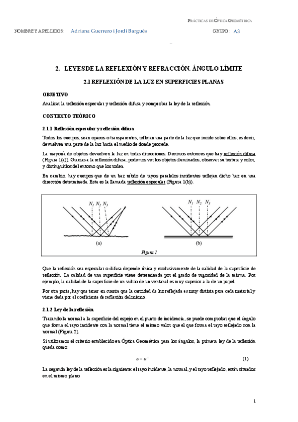 Miniatura del documento Pràctica 2: Lleis de la reflexió i refracció. Angle límit.pdf