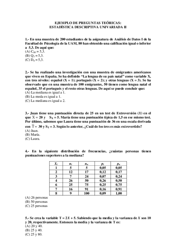 Miniatura del documento Ejemplos de preguntas - Estadística Descriptiva Univariada II.pdf