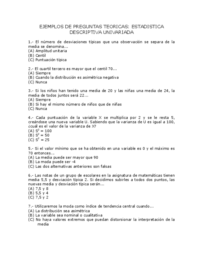 Miniatura del documento Ejemplos de preguntas - Estadística Descriptiva Univariada.pdf