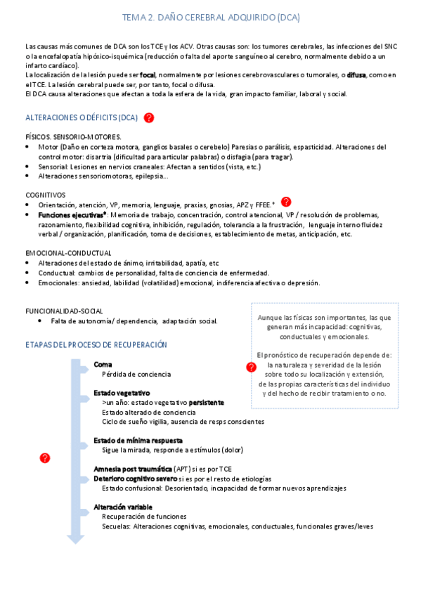 Miniatura del documento Resumen Tema 2 - Daño cerebral adquirido (DCA).pdf