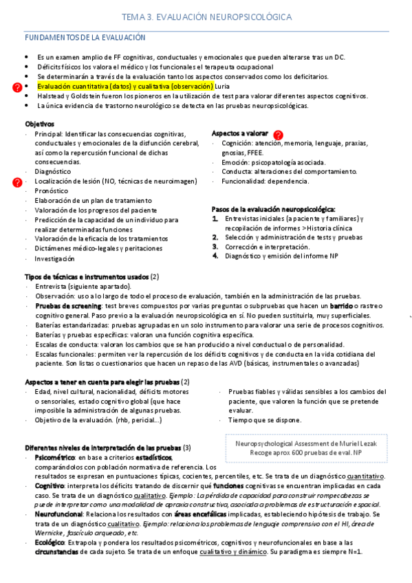 Miniatura del documento Resumen Tema 3 - Evaluación Neuropsicológica.pdf