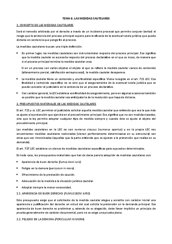 Miniatura del documento TEMA 8. Las medidas cautelares.pdf