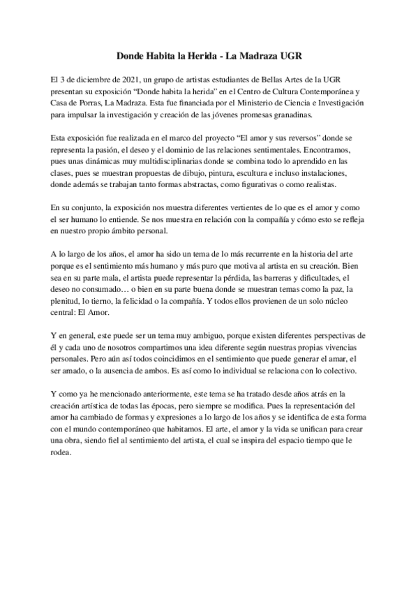 Miniatura del documento Reflexion-Exposicion-Donde-Habita-la-Herida-La-Madraza-UGR-Carmen-Rueda-Jimenez.docx