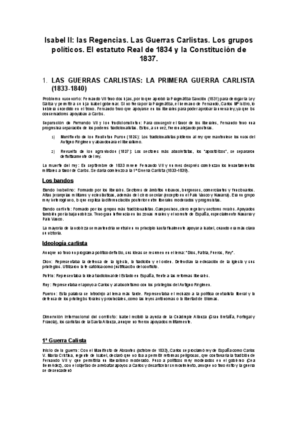 Miniatura del documento Isabel-II-las-Regencias.-Las-Guerras-Carlistas.-Los-grupos-politicos.-El-estatuto-Real-de-1834-y-la-Constitucion-de-1837..pdf