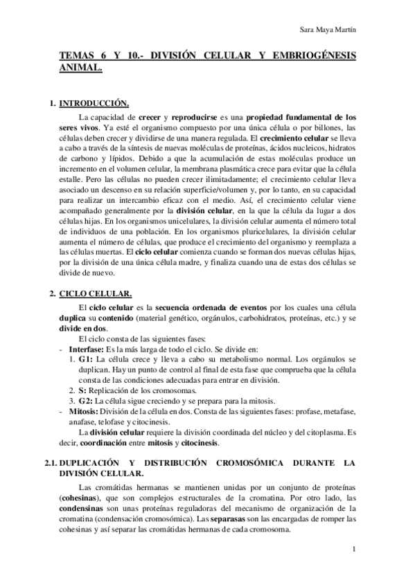 Miniatura del documento TEMAS 6 Y 10.- DIVISIÓN CELULAR Y EMBRIOGÉNESIS ANIMAL.pdf