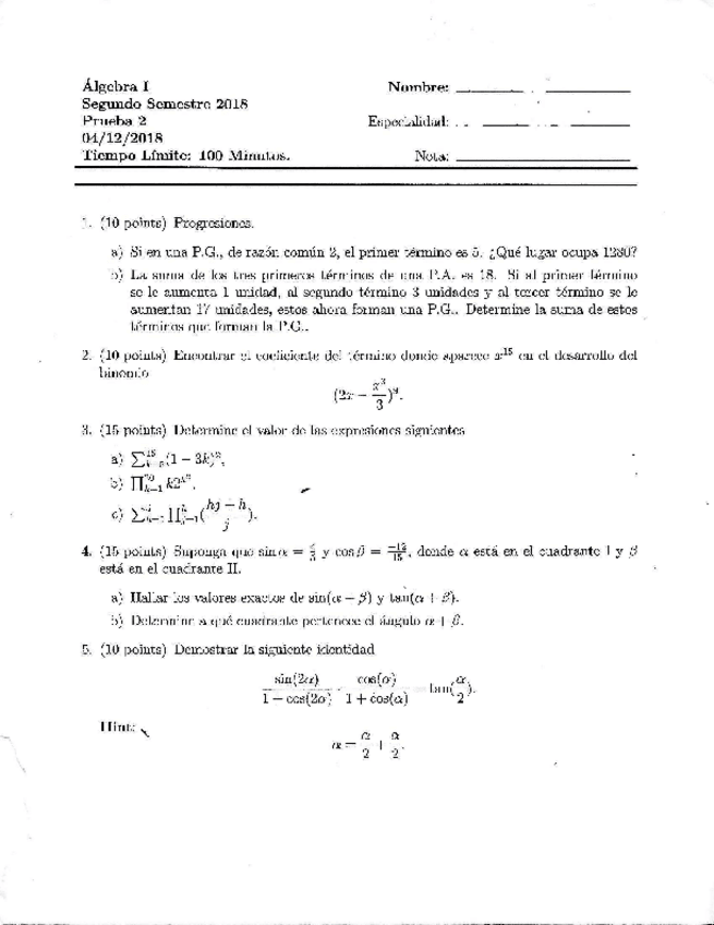 Miniatura del documento EXAMEN DE ALGEBRA I - PROGRESIONES / SUMATORIA Y PRODUCTORIA / TRIGONOMETRIA.pdf