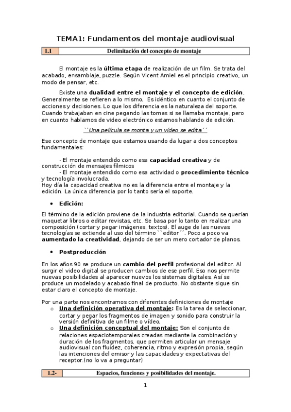 Miniatura del documento TEMA 1 - Fundamentos del montaje audiovisual.docx