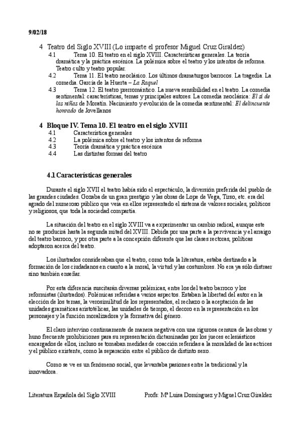 Miniatura del documento Lit. Siglo XVIII - Bloque IV - Tema 10. Teatro.pdf