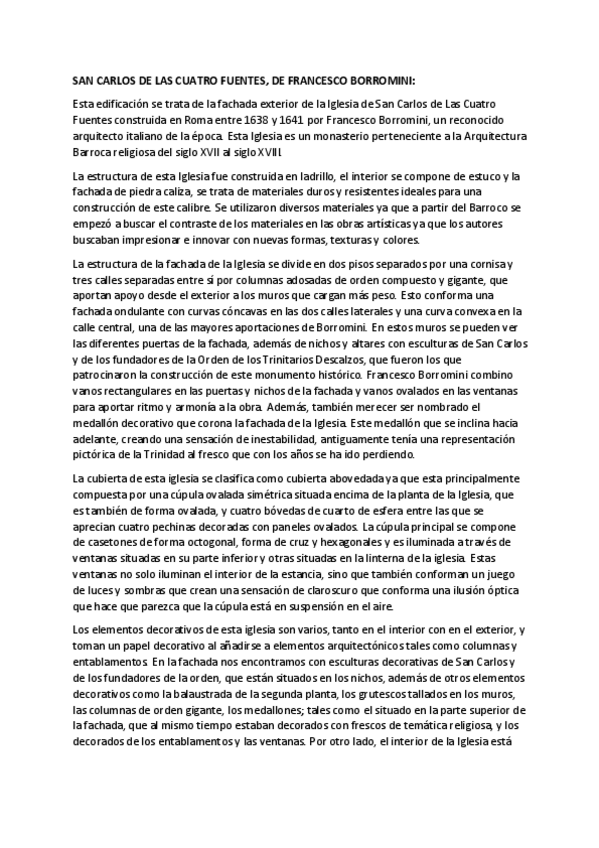 Miniatura del documento Comentario Artístico. San Carlos de las Cuatro Fuentes de Francesco Borromini. Historia del Arte. 2º bach.pdf
