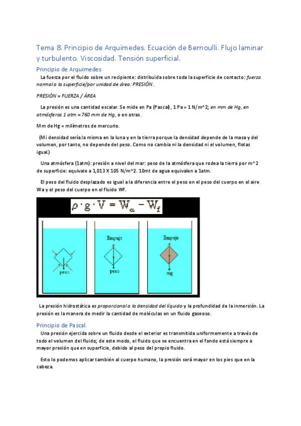 Miniatura del documento Tema-8.-Principio-de-Arquimedes.-Bernoulli.-Flujo-laminar-y-turbulento.-Viscosidad.-Tension-superficial..pdf