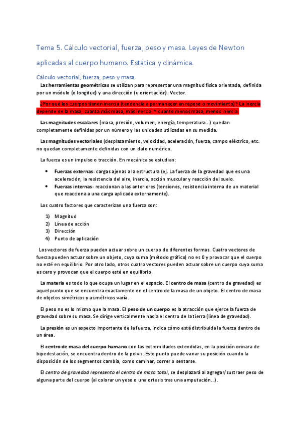 Miniatura del documento Tema-5.-Calculo-vectorial-fuerza-peso-y-masa.-Leyes-de-Newton-aplicadas-al-cuerpo-humano.-Estatica-y-dinamica..pdf
