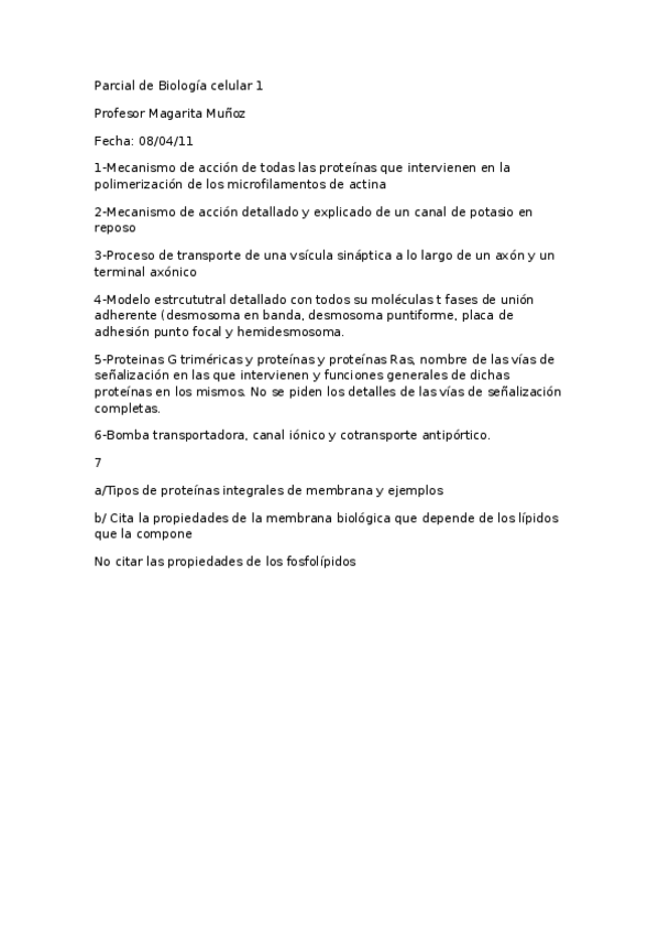 Miniatura del documento Parcial de Biología celular 1 2011.docx