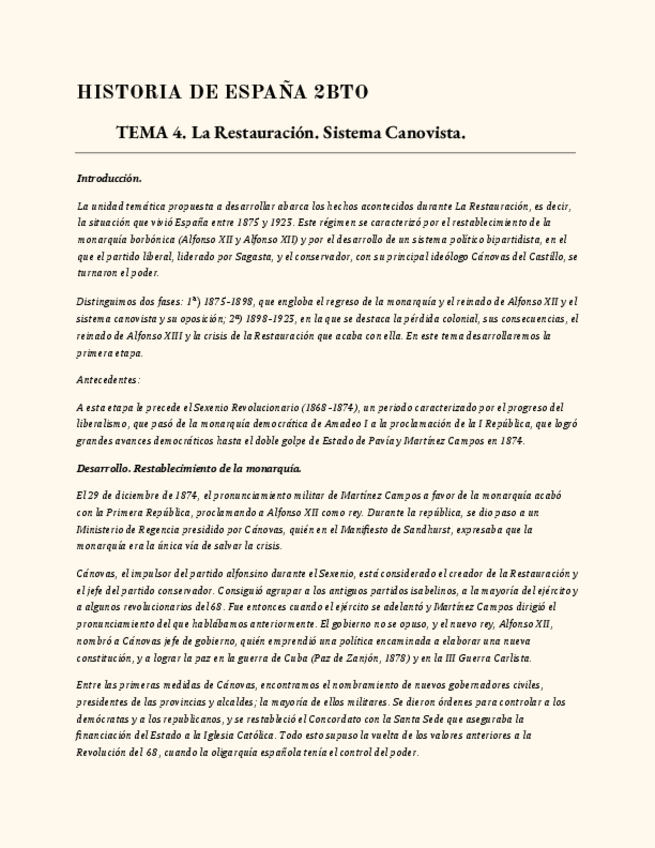 Miniatura del documento Resumen. Restauración y sistema canovista..pdf