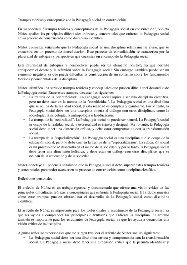 Miniatura del documento Resumen-Nunez-V-2010.-Trampas-teoricas-y-conceptuales-de-la-Pedagogia-social-en-construccion.-Congr.-Intern.-Pedagogia-Social..odt