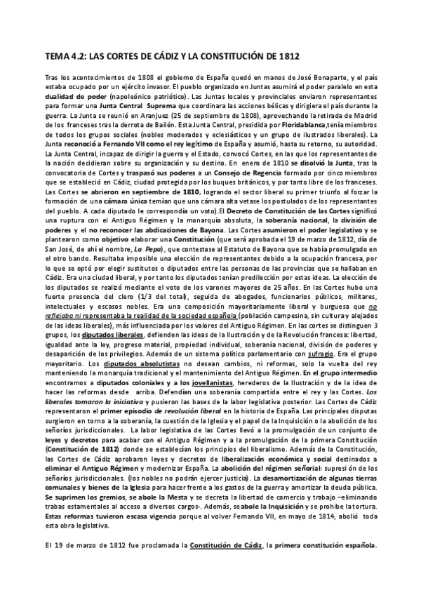 Miniatura del documento Tema-4.2.-Las-Cortes-de-Cadiz-y-la-Constitucion-de-1812. Historia de España.pdf