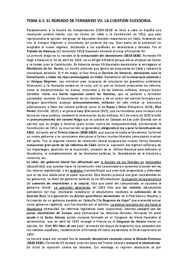 Miniatura del documento Tema .4.3.-El-reinado-de-Fernando-VII.-La-cuestion-sucesoria. Historia de España.pdf