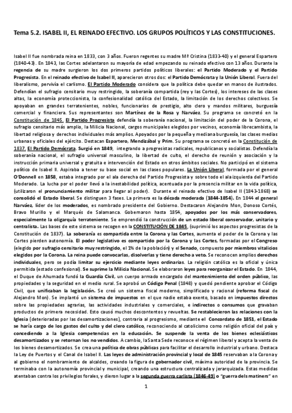 Miniatura del documento Tema-5.2.-Isabel-II-el-reinado-efectivo.-Los-grupos-politicos-y-las-Constituciones.pdf