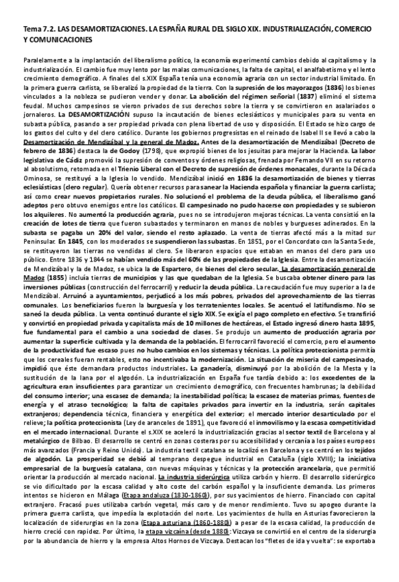 Miniatura del documento Tema-7.2.-LAS-DESAMORTIZACIONES.-LA-ESPANA-RURAL-DEL-SIGLO-XIX.-INDUSTRIALIZACION-COMERCIO-Y-COMUNICACIONES.-MADRID-2024.pdf
