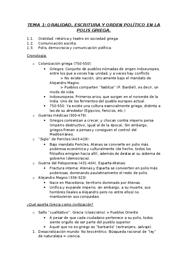 Miniatura del documento Tema 1 - Oralidad- escritura y orden político en la polis griega.docx