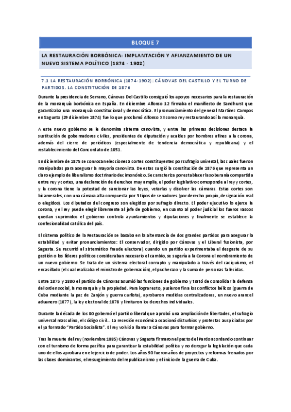 Miniatura del documento 7.1-La-restauracion-borbonica-1874-1902.-Canovas-del-Castillo-y-el-turno-de-partidos.-La-Constitucion-de-1876.pdf