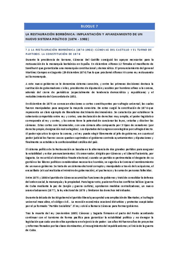 Miniatura del documento Bloque-7.-La-Restauracion-Borbonica-implantacion-y-afianzamiento-de-un-nuevo-sistema-politico-1874-1902.pdf