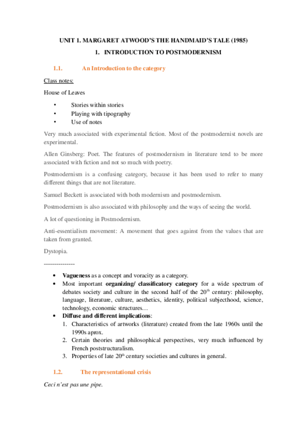 Miniatura del documento Unit-I.-Margaret-Atwoods-The-Handmaids-Tale-1985.docx