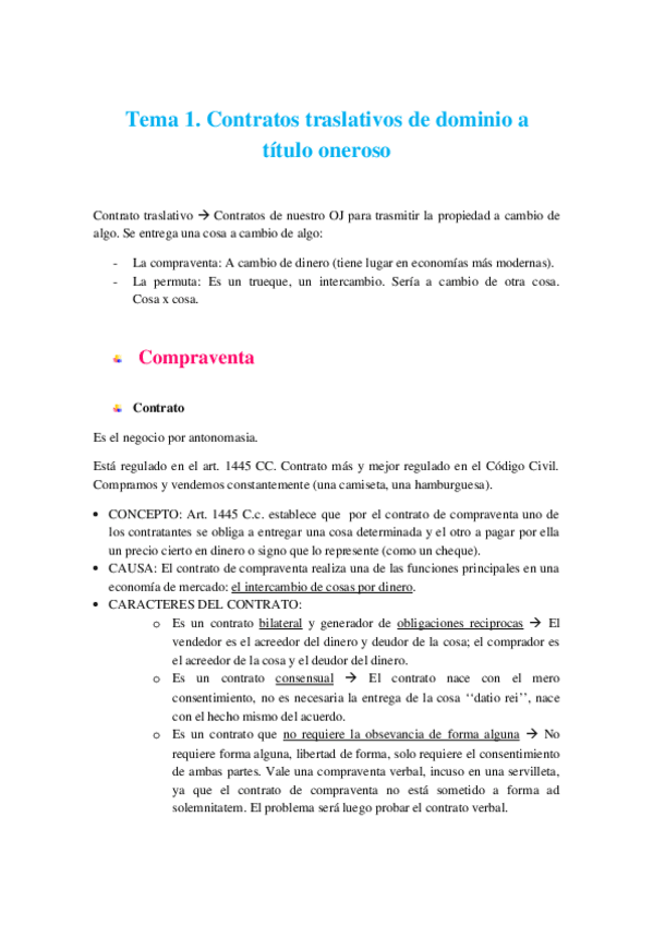 Miniatura del documento Tema 1. Contratos traslativos de dominio a título oneroso.docx