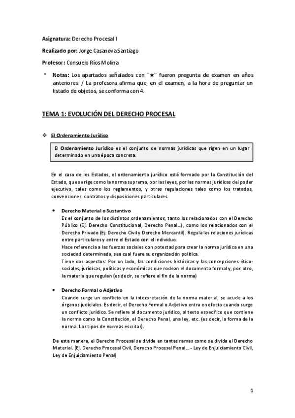 Miniatura del documento Tema 1 (Evolución del Derecho Procesal) - Derecho Procesal I.pdf