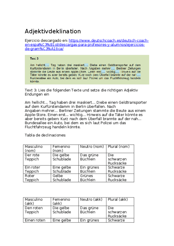 Miniatura del documento Texto 3 Adjektivdeklination + Solución (Deutschcoach).docx